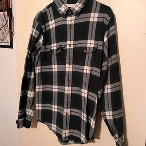 Green Plaid Flannel Button-Up